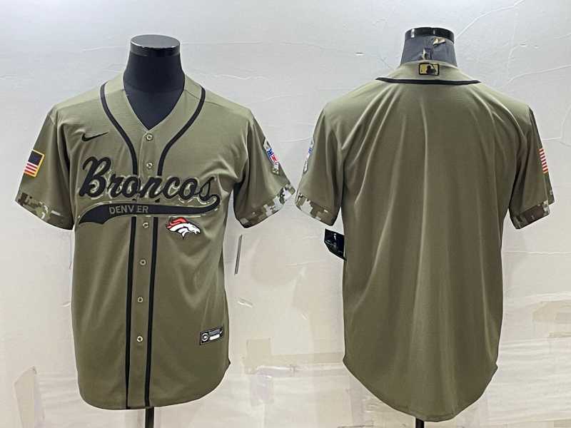 Mens Denver Broncos Blank Olive Salute to Service Cool Base Stitched Baseball Jersey->denver broncos->NFL Jersey
